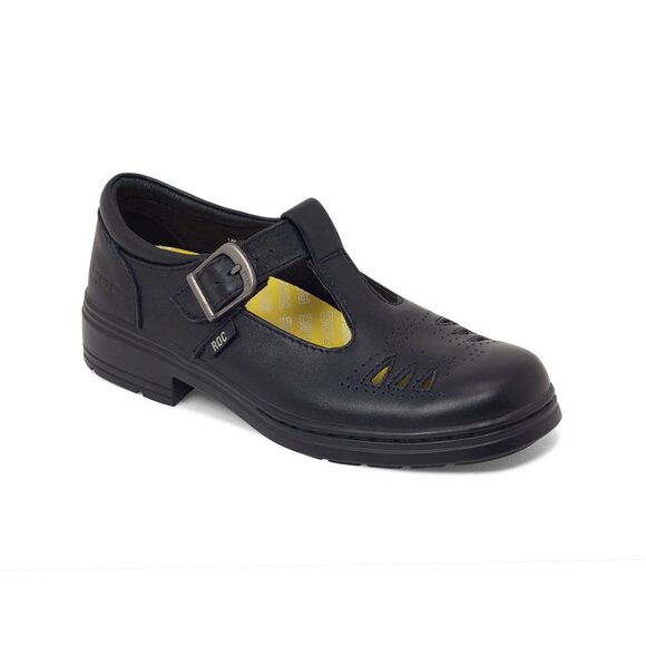 ROC Boots Black Leather Loafers Buckle Flats size 7.5 US - Picture 1 of 16